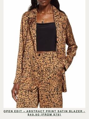 Open Edit satin blazer Women’s Abstract Print Satin Blazer (only) camel/black